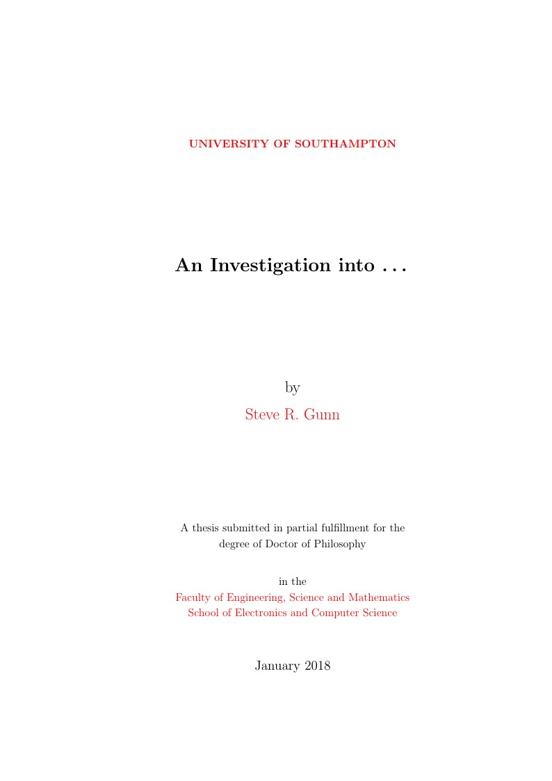 University of Southampton Thesis Template