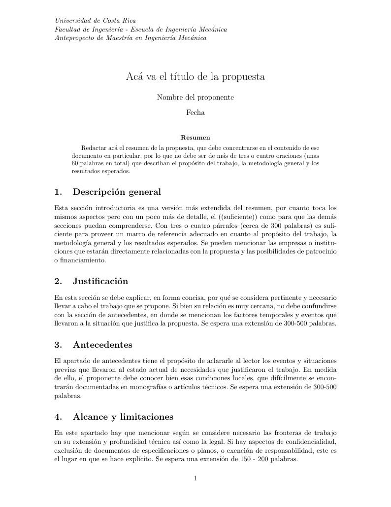 Master Degree Proposal Template for Mechanical Engineers (UCR)