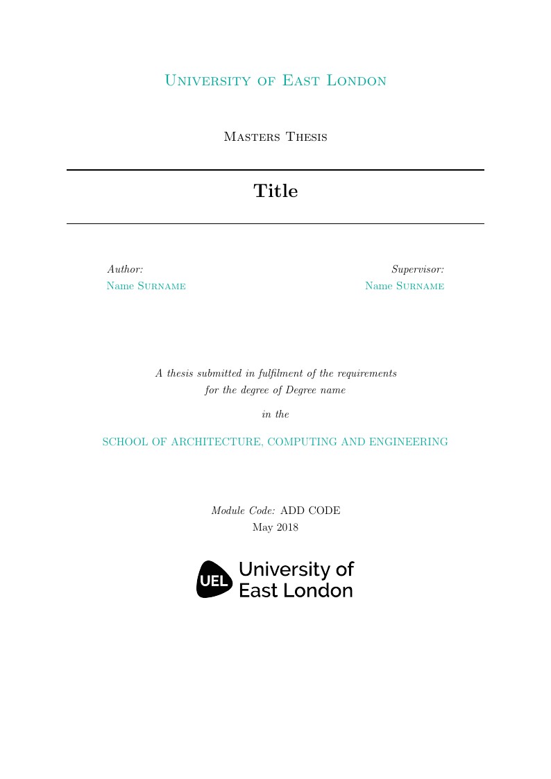 University of East London Masters Thesis template