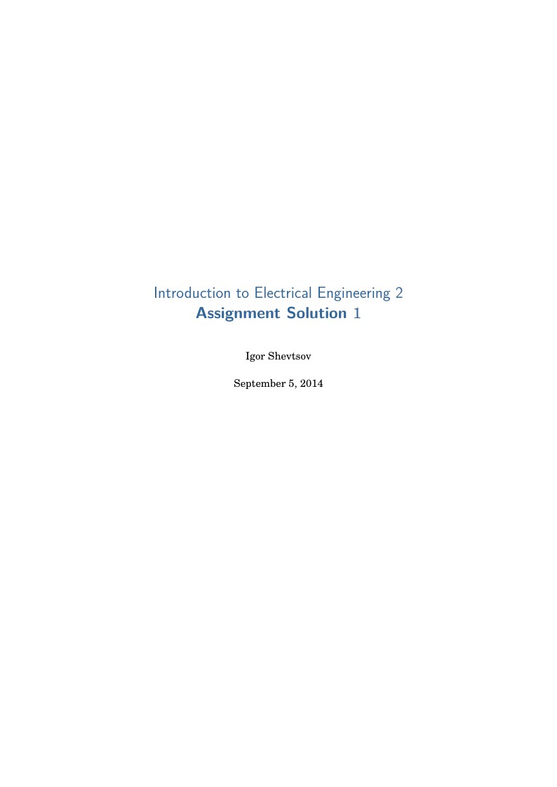 Introduction to Electrical Engineering - example assignment template