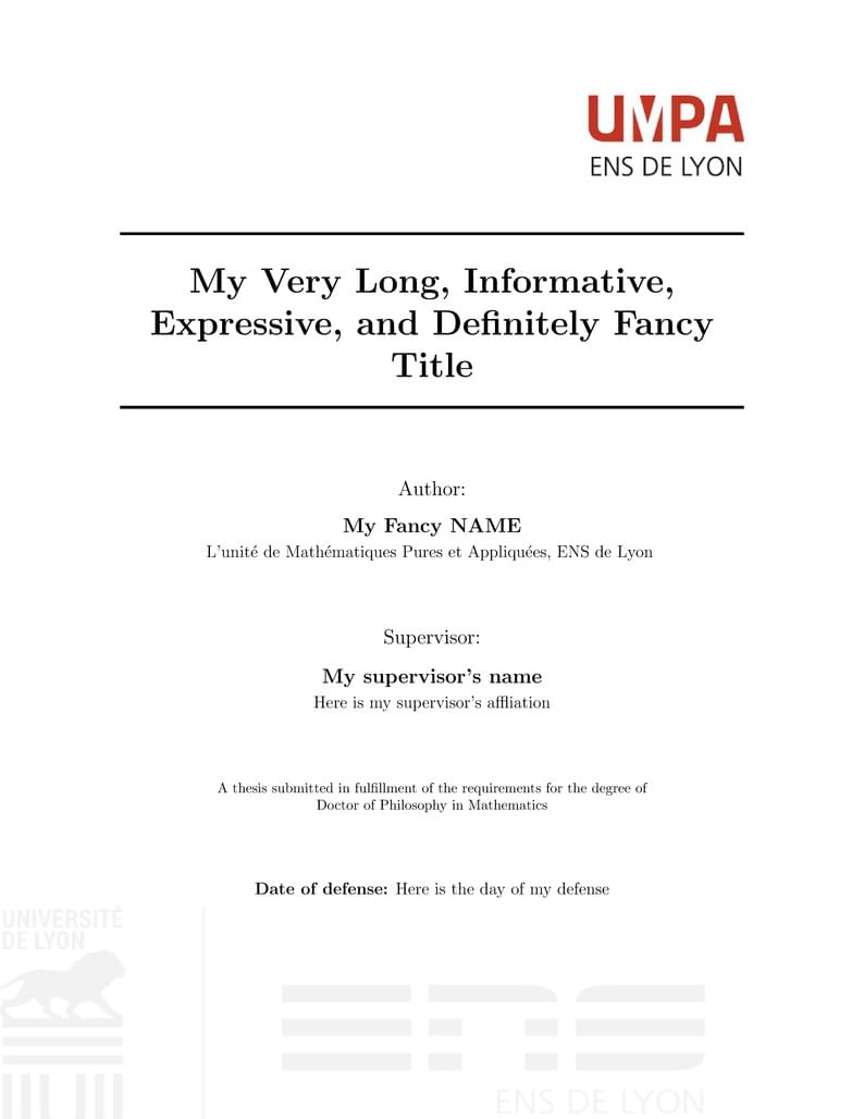 [PhD][ENSLyon][template]Thesis