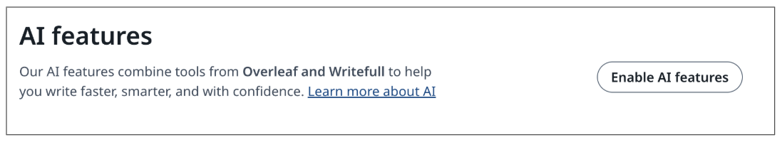 Enabling AI features on Overleaf